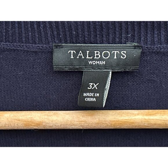 NWT Talbots Plus Size Navy Beaded Polka Dot Sweater 3X Preppy Luxe Minimalist - Picture 3 of 8